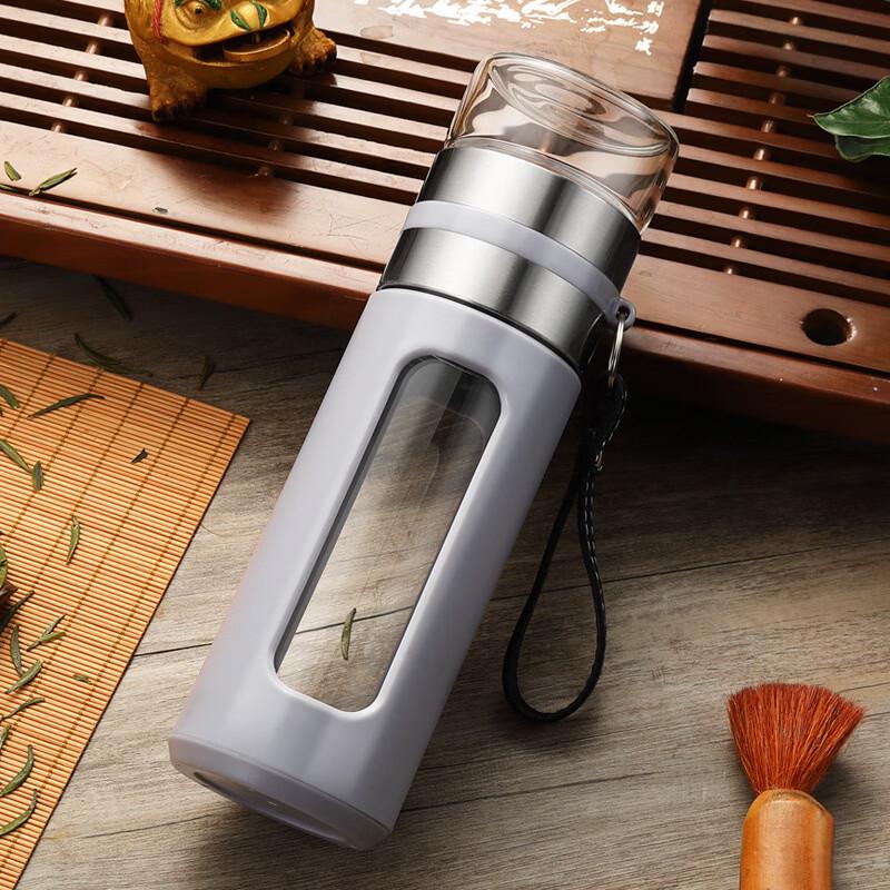 OLOEY Portable Double-Layer Tea Infuser Glass Bottle