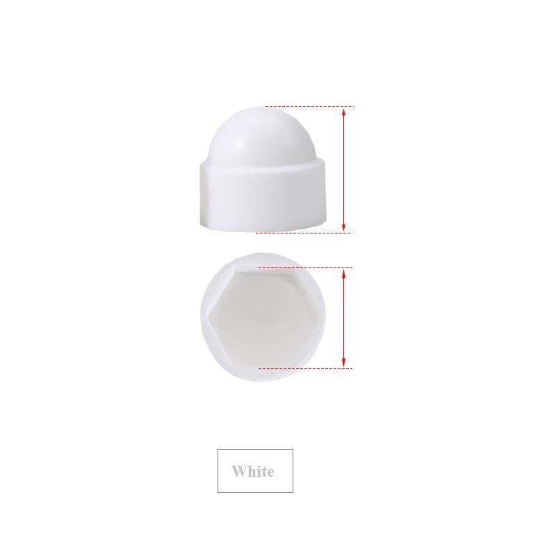 Dome Plastic PE Caps for Hex Screws/Nuts - M3-M24, Black/White/Red/Blue/Yellow/Gray