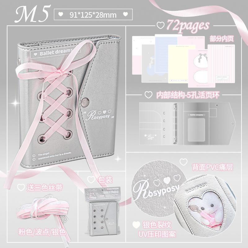 RosyPosy Soft Ballet Envelope Cortical Pain Book, High Value Loose-leaf Book Girls Strap Notebook