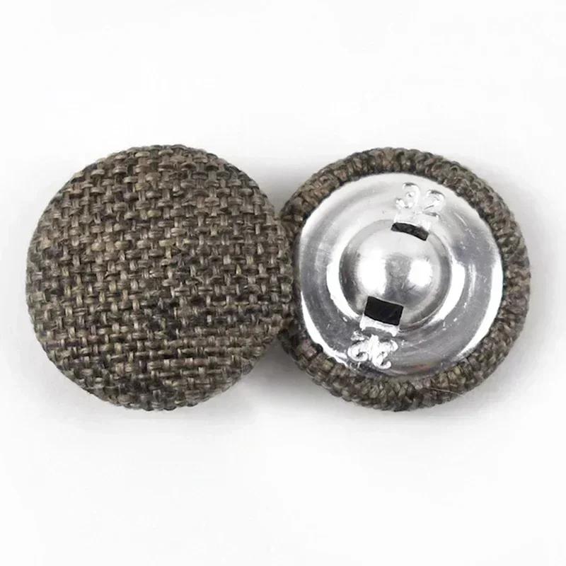 30Pcs Meetee 15-30mm Colorful Cloth Covered Button Linen Fabric Round Metal Shank Buttons DIY Clothing Home Sewing Accessories