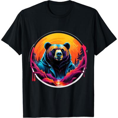 Enchanting Streamside Bear Sculpture _ Majestic Wildlife T-Shirt
