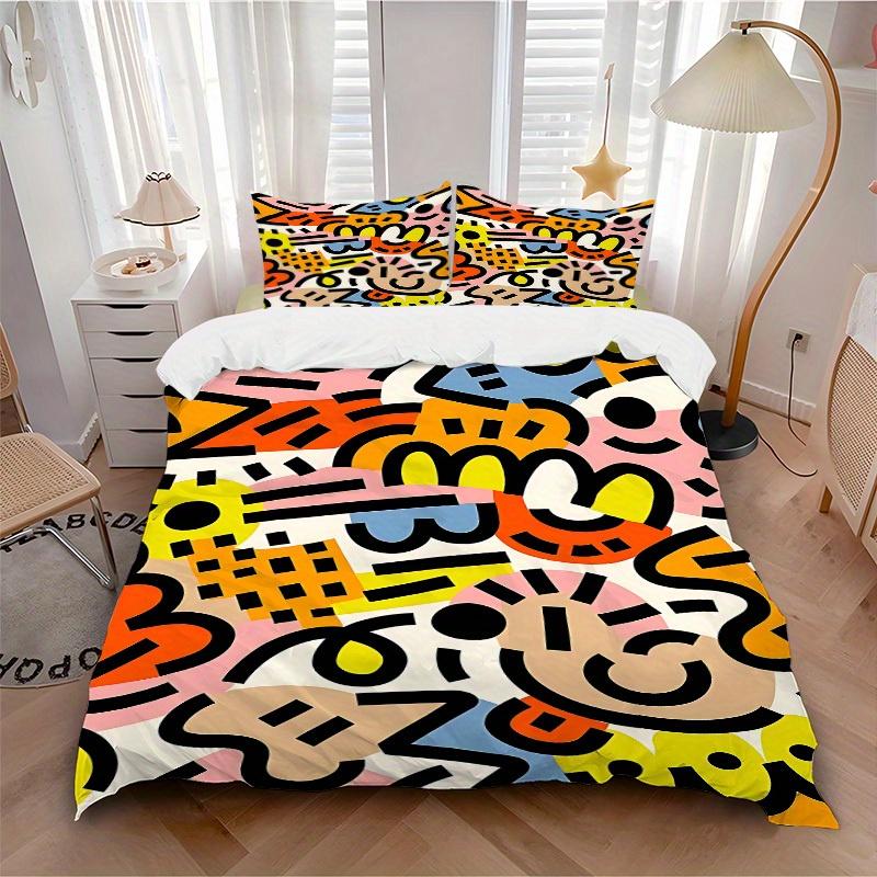 3pcs Abstract Pattern Bedding Set, Breathable and Soft, Suitable for All Seasons, Ideal for Home Use, Suitable for Bedroom Decor 21151