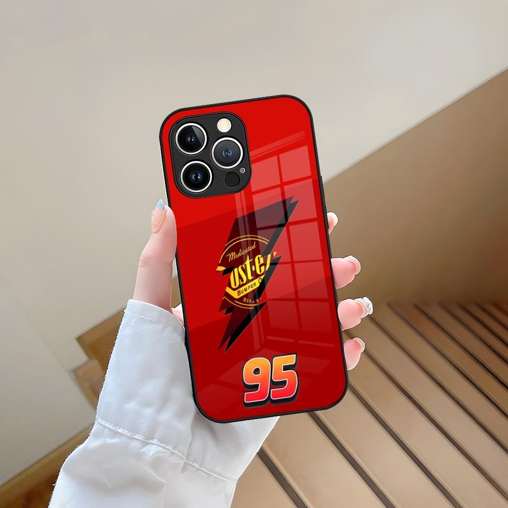 

Cars Lightning McQueen Phone Case Tempered Glass For IPhone 13 17 15 16 14 12 11 Pro Max Plus Mini XR XS SE2020 Coque iPhone 15 Plus