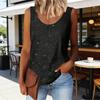 Women Tops Round Neck Sleeveless Shiny Sequins Vest Commuting Style Soft Stretchy Loose Fit Summer Blouse