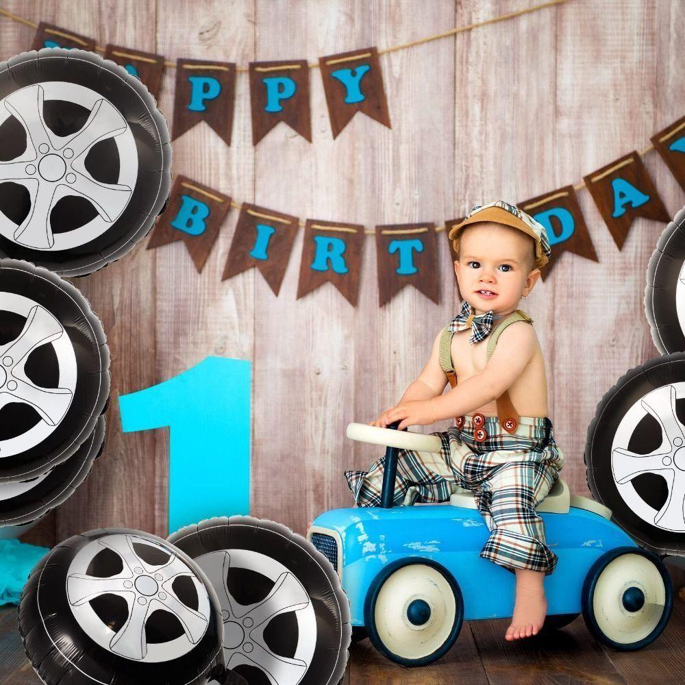Car Birthday Checkered Room Decor Car Wheel Balloon Tire Air Globos Tire Balloon Party Supplies
