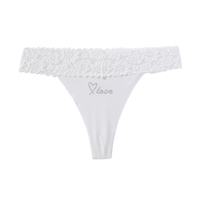 TERMEZY Women s Sexy Low-Rise Thong Lace Waistband Seamless Underwear Solid Color Lightweight Breathable Thong S белый