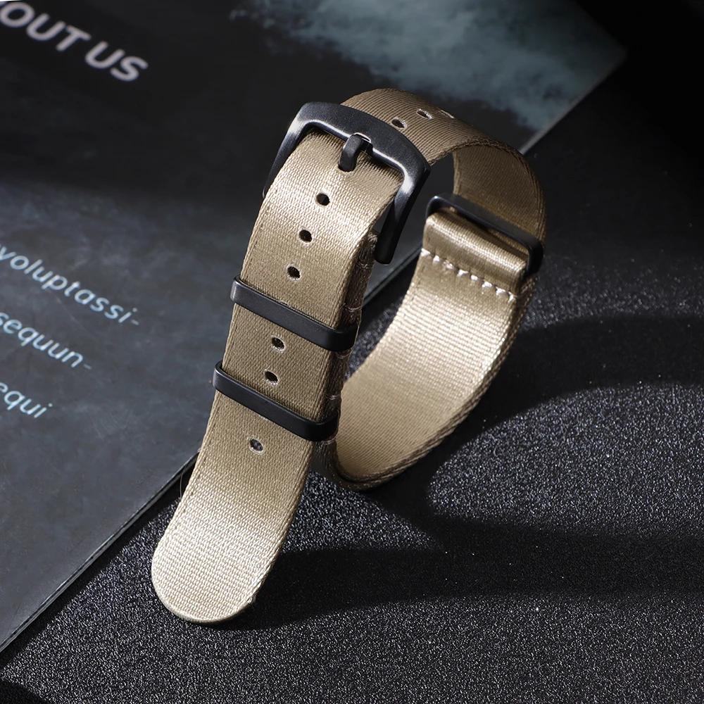 Ribbed Nylon Watchband Nylon Watch Strap 20mm 22mm Watchband Black Buckle Bracelet for Military Sport Watch Band Accessories