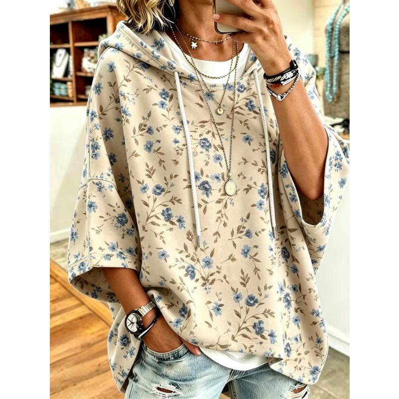Women's Plus-Size Hooded Sweatshirt, Elegant Comfortable Simple Pattern Print,Fashionable and Versatile