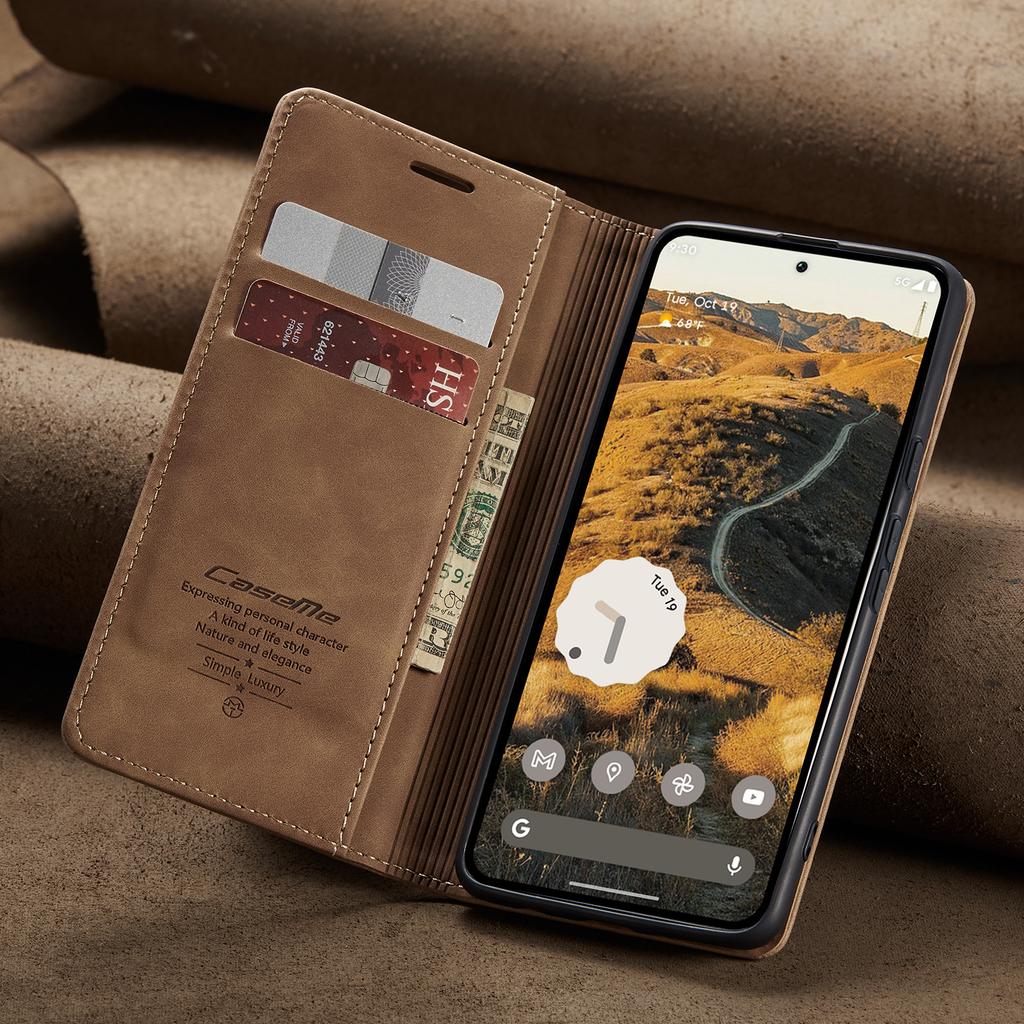 CaseMe-013 For Google Pixel 8 9 10 11 Pro/9 10 11 Pro XL 9a 10a Luxury Premium PU Leather Case Wallet Card Holder Phone Back Cover Stand Protector New