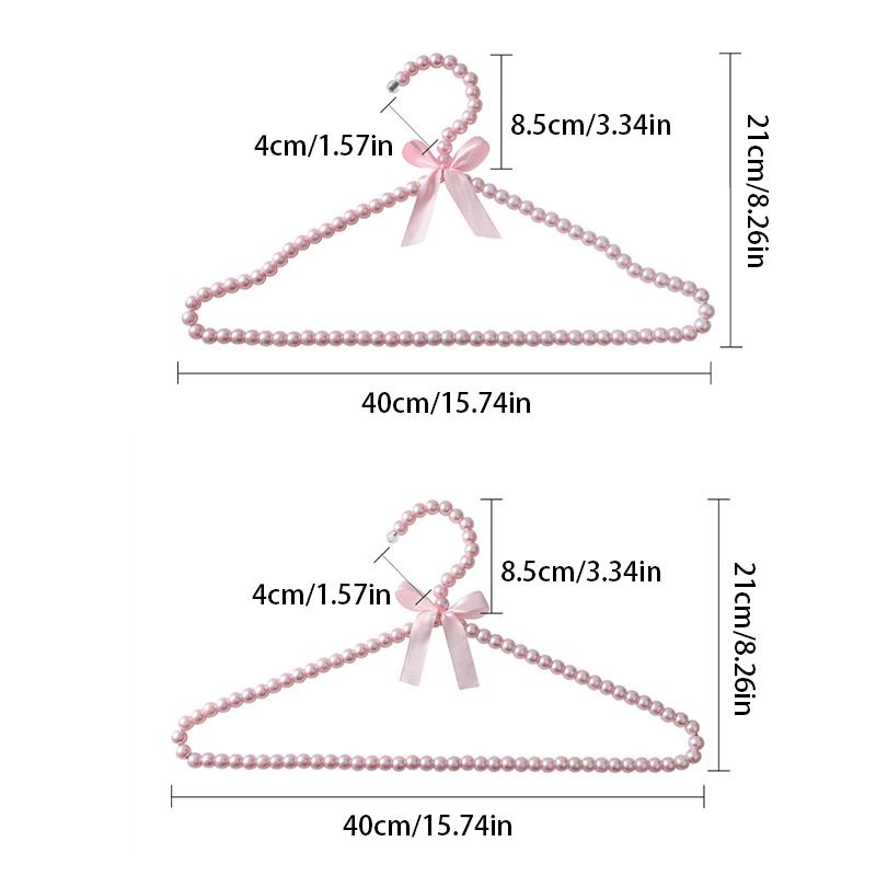 1/5pcs Baby Clothes Hanger Pearl Bow Rack Dog Hanger Plastic Pearl Bead Clothes Hangers Pet Cat Clothing Kid Hangers Organizer