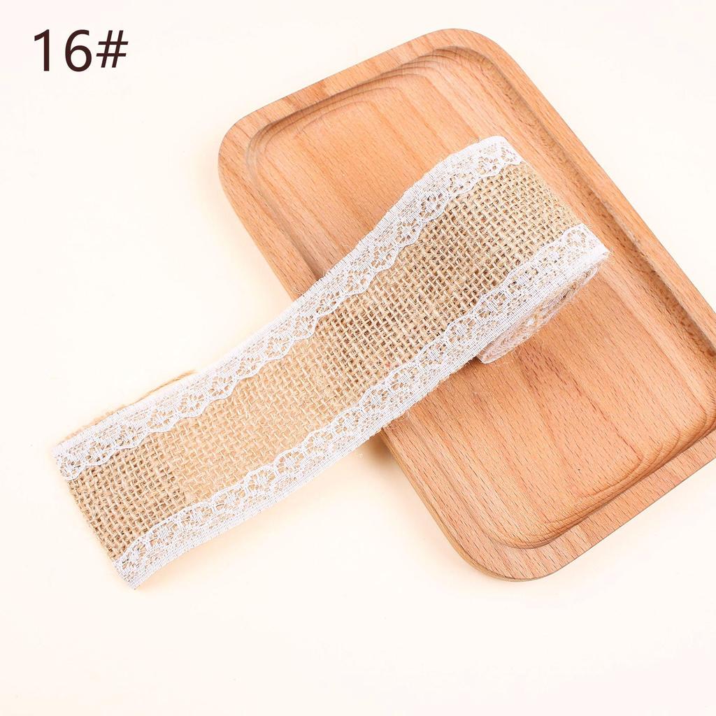 Burlap Roll with Lace Edge for DIY Christmas and Wedding Crafts, Jute Twine Ribbon