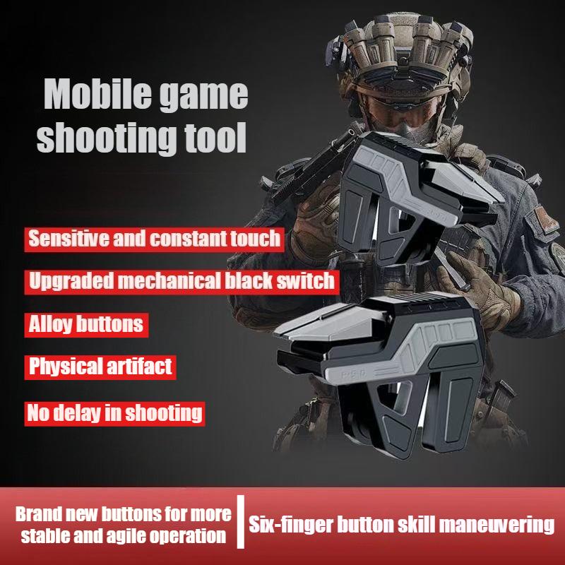 NEW DY12 Mobile 6 Fingers PUBG Game Trigger ABS Alloy L1 R1 Physical Buttons for IPhone Android 6-14mm Phone Universal Gamepad