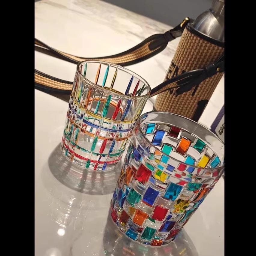 Regenbogen-Schimmer Handbemalte Glas Tasse - Bling Design für den Sommer