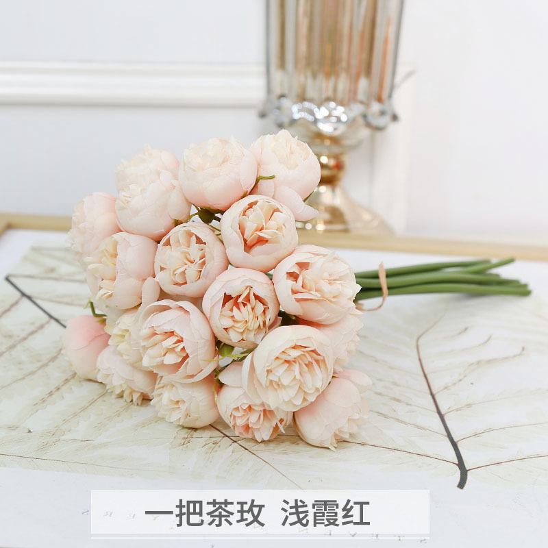27 Head Artificial Flowers Plastic Tea Rose Bouquet Decoration Wedding Decor Bouquet Garden Party Home Decor Ornaments