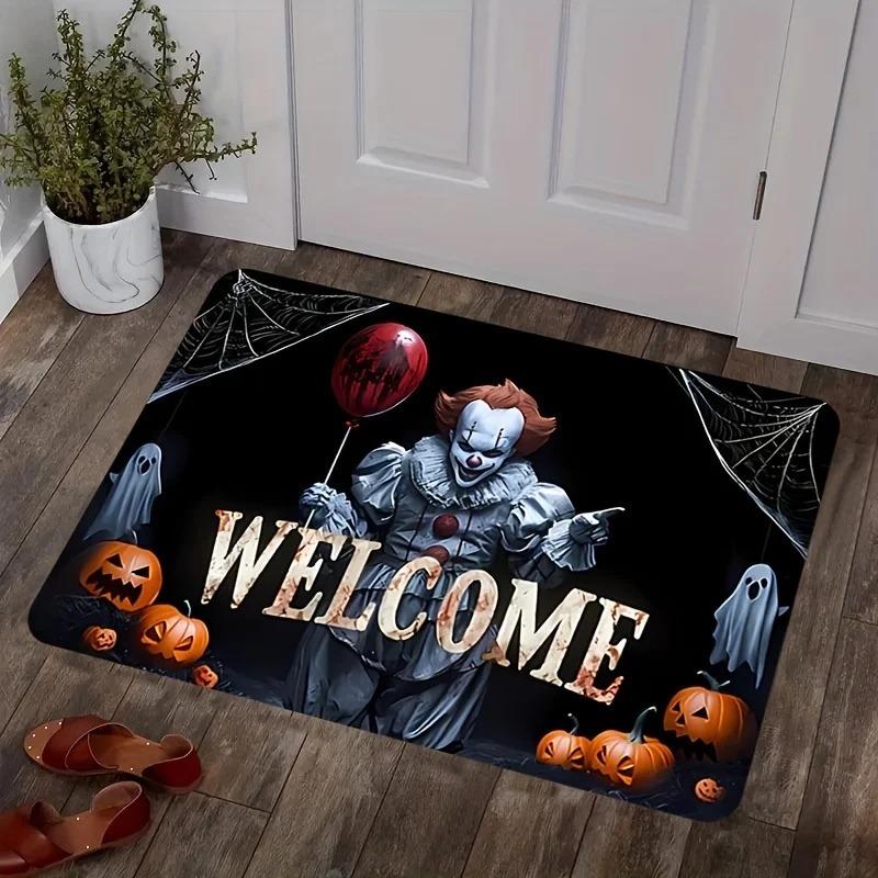 Halloween Clown Theme Carpet Non-Slip Creative Weird Party Entrance Living Room Dark Wind Holiday Atmosphere Decoration