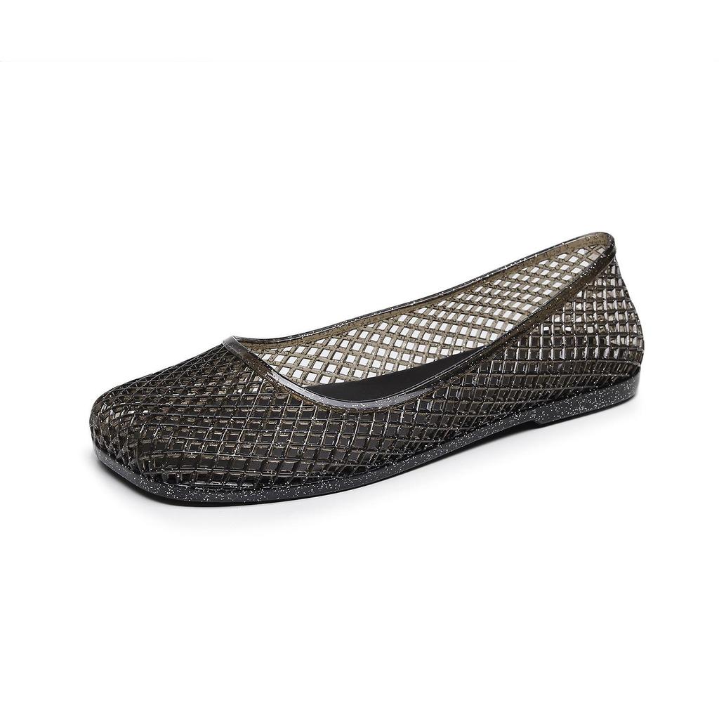 Women's Fashionable Square Toe Crystal Mesh Flats with Sequins