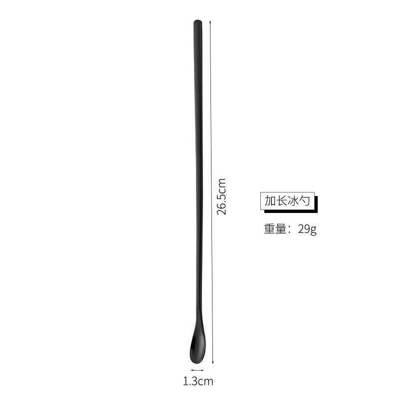 Stainless steel mixing spoon long handle coffee spoon dessert spoon creative ice spoon honey spoon milk tea bar spoon