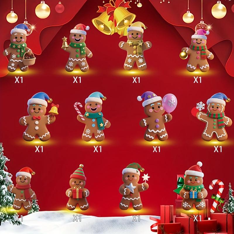 12Pcs Wooden Gingerbread Man Ornaments Christmas Tree Hanging Pendants Kids Gifts Favors New Year Festival Party Home Decoration
