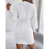 Women's Autumn/winter Twist Lantern Sleeve Hip Knit Button Sweater Dress