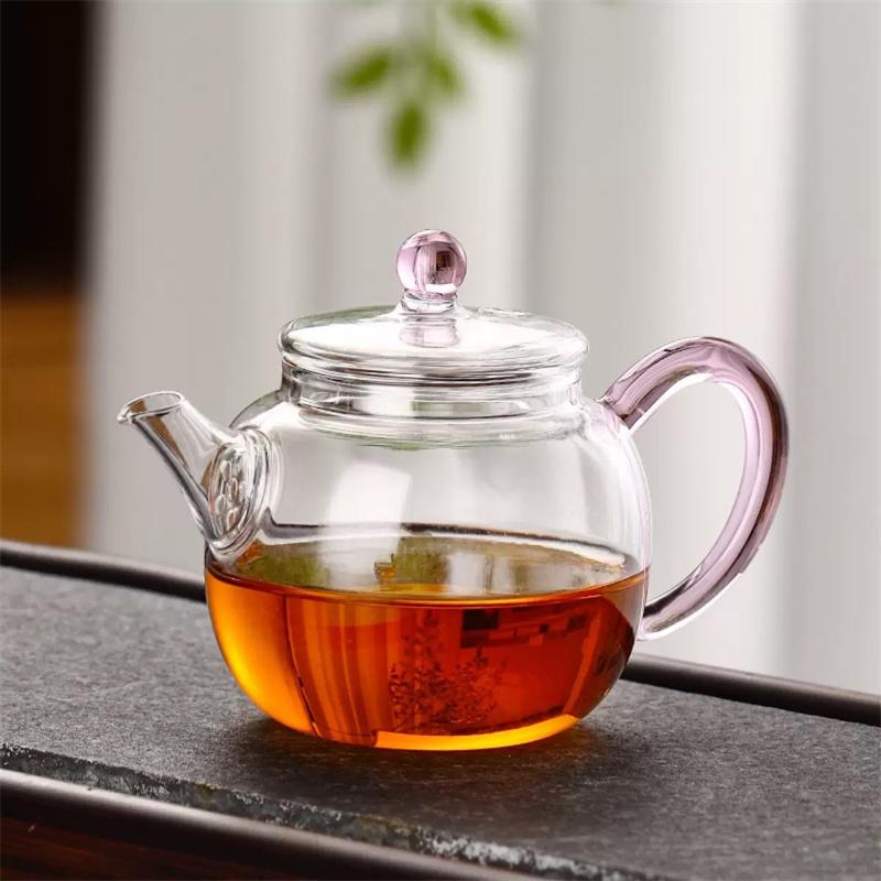

One Person 150ml Small Capacity Heat-Resistant Kung Fu Glass Teapot Brewing Puer Flower Green Tea Pot Teaware рожевий