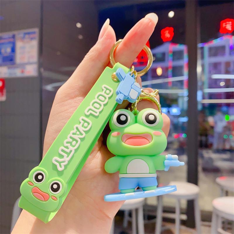 Desenho Animado Porquinho Sapo Festa na Piscina de Verão Criativo Chaveiro de Carro Pingente de Bolsa Casal Pequeno Presente