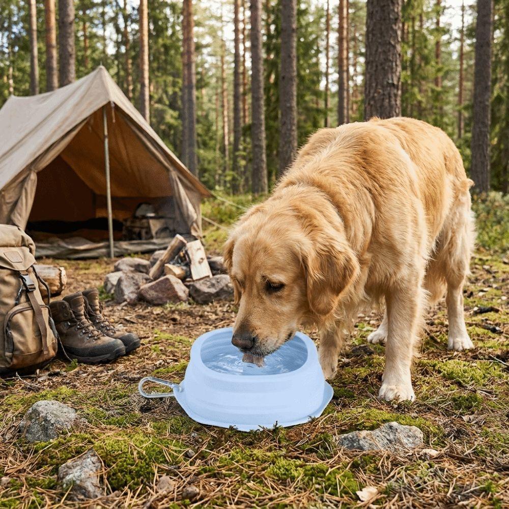 Portable Collapsible Pet Bowl Hanging Large Capacity Pet Feeding Bowl Prevent Overflow Non-stick Pet Water Bowl Camping