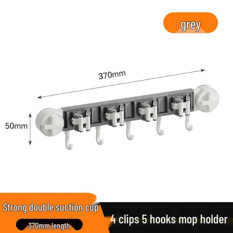 Wall-Mounted Suction Cup Mop & Broom Holder - No Drilling, Light Luxury Storage