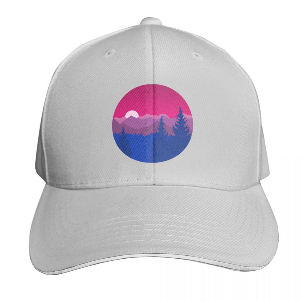 Subtle Bisexual Pride Flag Mountainscape Baseball Cap Unisexs Big Size Hat Mountaineering Western Hat Sunscreen Golf Women Unisexs