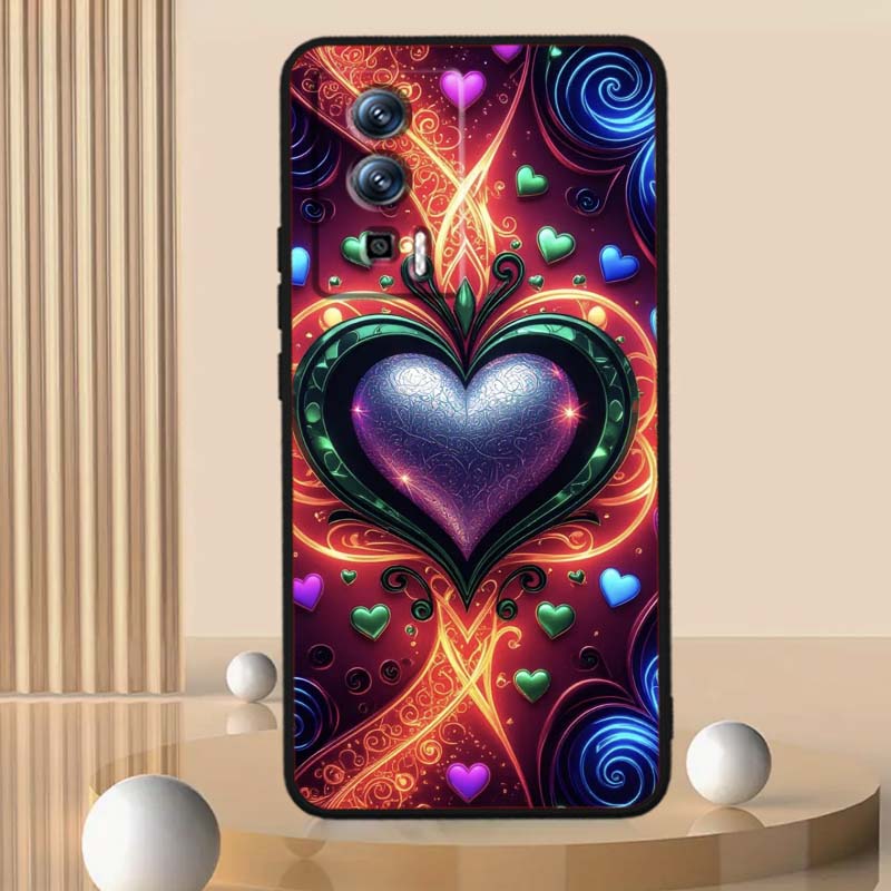 Luxurious Love Design Art For Xiaomi Redmi 12 13C 12C 13 10C 9T A2 9A 9C 7A Note 10S 8T 10 9 8 Pro 4G 5G Black Phone Case