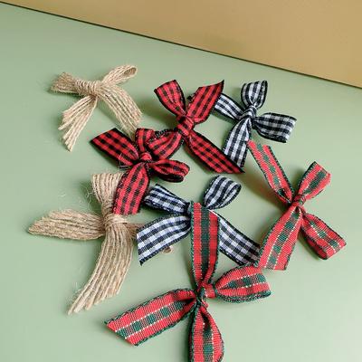 Christmas Plaid Bow Diy Accessories Ribbon Small Fresh Machine Holiday Decoration Accessories Christmas Rope