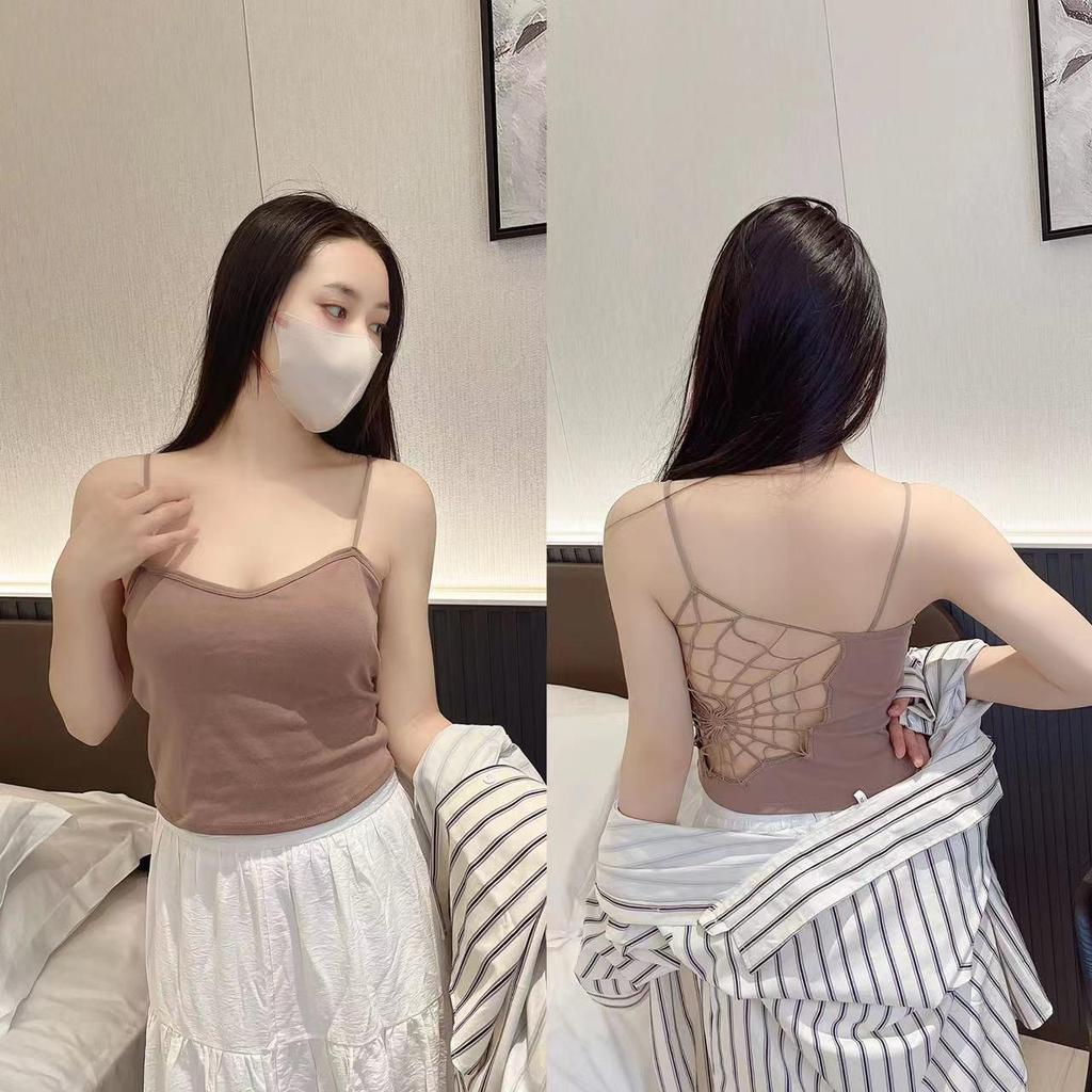 Spicy Girl Pure Cotton Back Support Camisole with Built-in Cups and Chest Pad