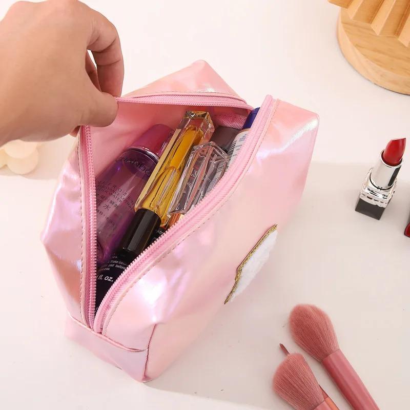 Octagonal Embroidered Letter Makeup Bag Large Capacity Travel Toiletries Storage Bag Handbag Cosmetic Bag Makeup Pouch Organizer