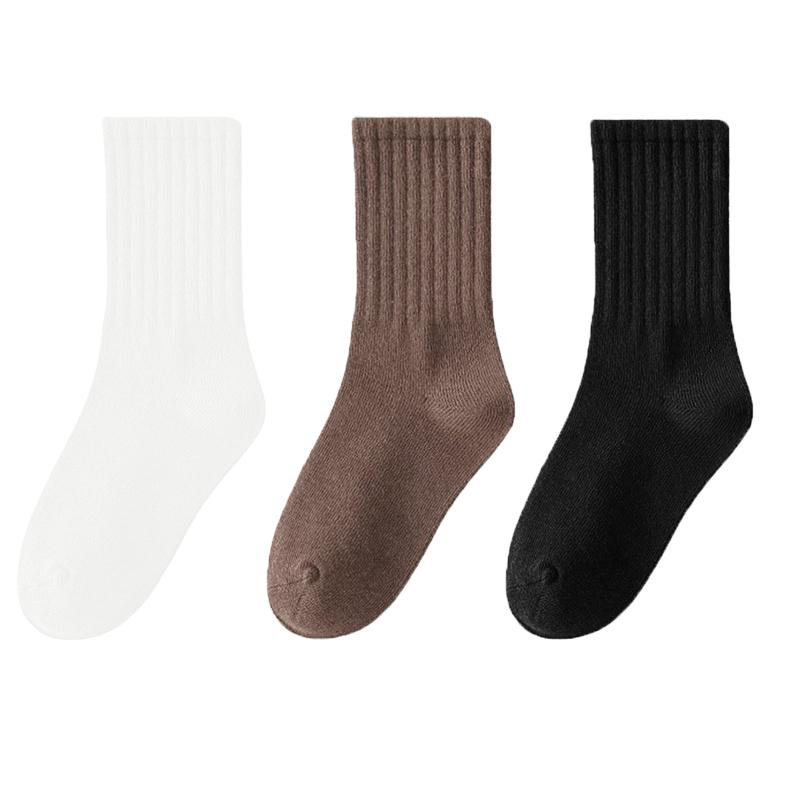 

3 пары носков махрового цвета Майяр для женщин, весенне-осенние длинные носки, бесшовные носки, дезодорирующие носки средней длины для спорта 3 pairs слоновая кость