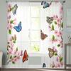 Sakura And Butterflies Sheer Curtains For Living Room Window Transparent Voile Tulle Curtain Bedroom Drapes Home Decor