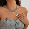 Retro ethnic style imitation turquoise cow head collarbone necklace female western cowboy style hat necklace