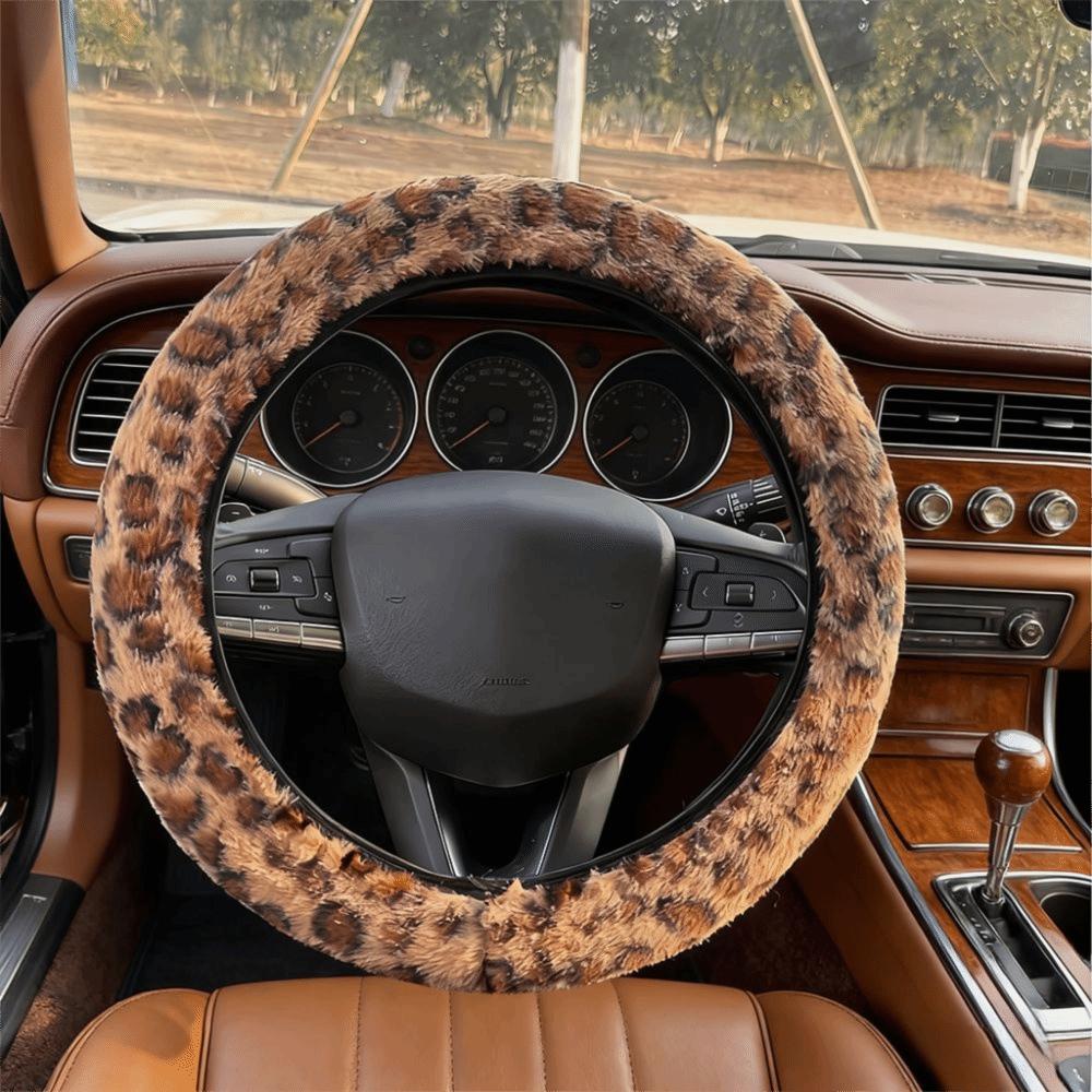 Leopard Fur Steering Wheel Cover 38cm Car Steering Wheel Cover Steering Wheel Cover Vehicle Wheel