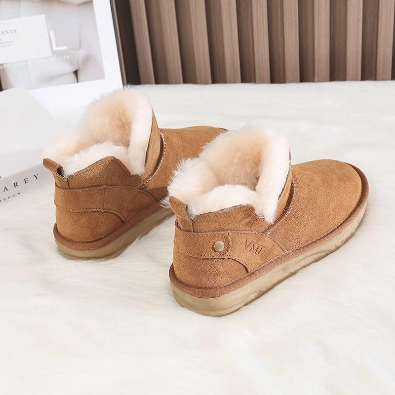 

Женские меховые ботинки с широким голенищем, зимние теплые, меховые, ботинки для снега, на подкладке, ботильоны, нескользящие, для пешего туризма, спортивные, хлопковые ботинки 35