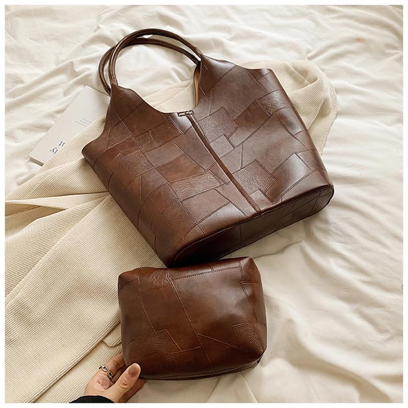 Large Capacity Handbags For Women New Retro Versatile Commuting Tote Bag Simple Solid Color Versatile One Shoulder Bags