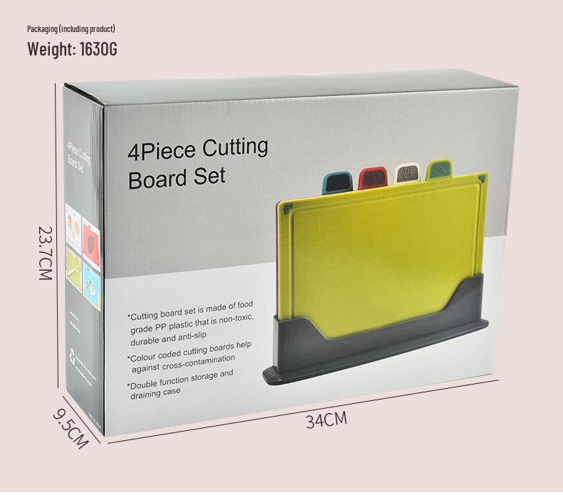 Mehrzweck PP Kunststoff Schneidebrett Set - 4-teilig für Küche und Fleischhacken