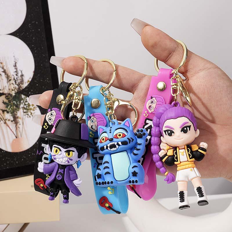 Warrior Girls Keyring Keychains Anime Movie Rumi Mira Zoey Keychain PVC Figure Pendant for Bag Backpack Charms Kids Gifts