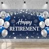 Blau Silber Frohes Ruhestand Banner Großes Ruhestandsparty Banner Hintergrund für...