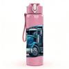1PC Heavy Duty Truck Art Print 750ml Color Plastic Sports Water Bottle Leakproof Flip Straw Lid Suitable for Sports Office Home Use