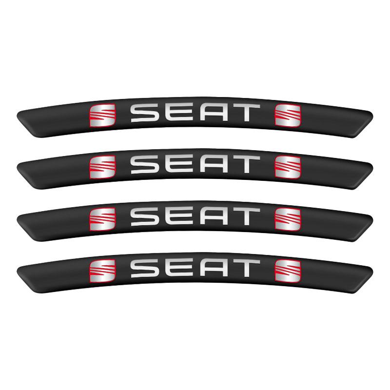4 stuks Aluminium Auto Wielnaaf Badge Sticker Band Velg Decor Decal voor Seat Leon Alhambra FR Altea Ibiza Toledo Cordoba Arona 5 6 MII