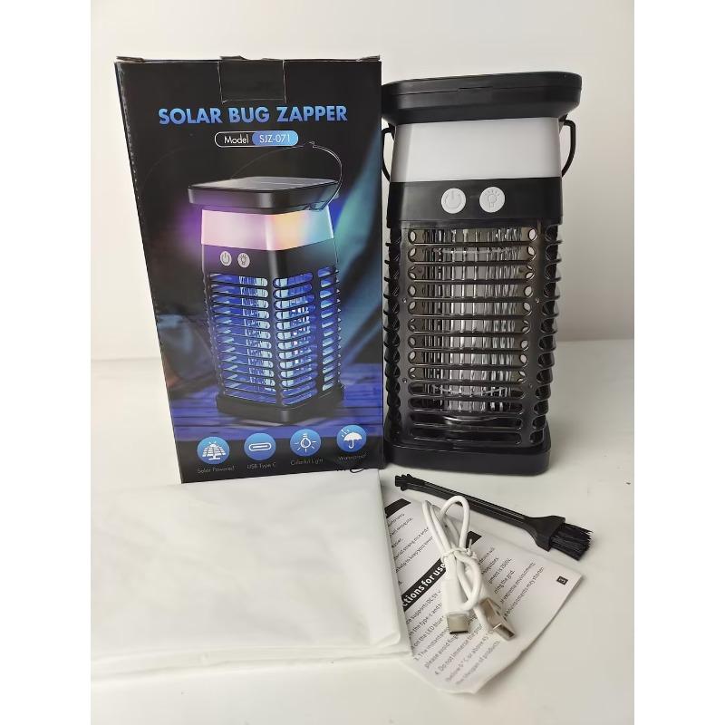 Lampă anti-țânțari cu energie solară, lampă UV, capcană pentru muște cu lumină violetă, lampă anti-țânțari cu șoc electric cu încărcare externă