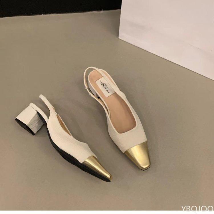 Summer 2026 Outdoor Square Head Style Versatile Single Shoes for Women Middle Heel Comfortable Casual Women's Shoes with Baotou