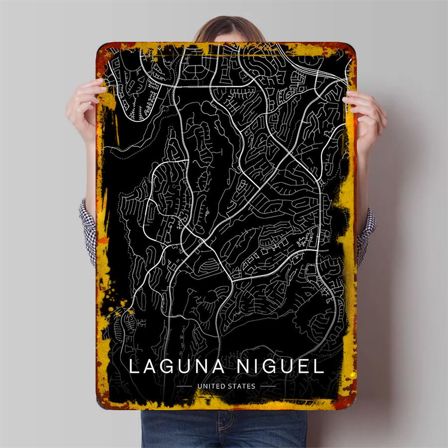 Laguna Niguel City Map Metal Wall Art United States Minimalist Decor Home Office Decoration Modern Urban Poster