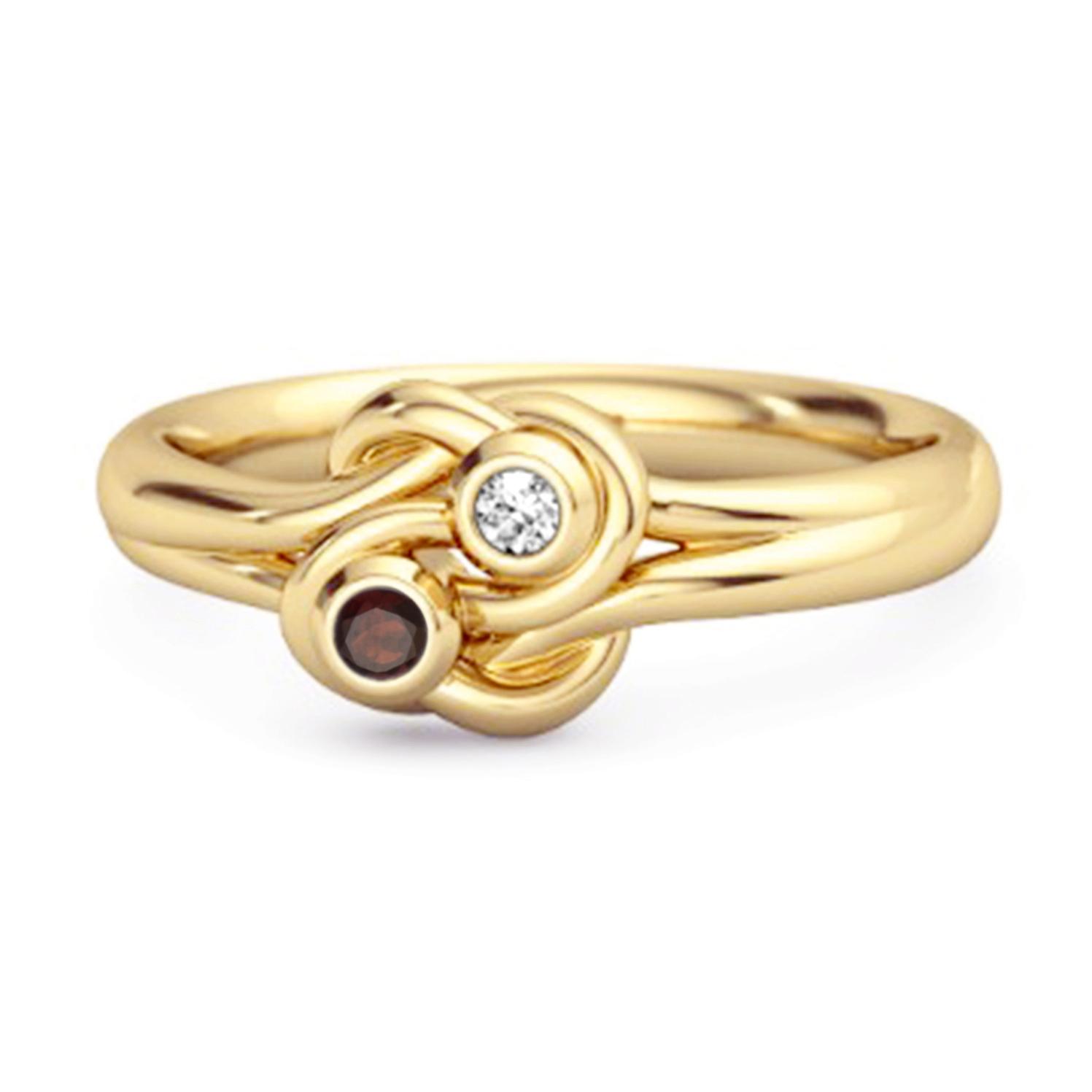Garnet Dual Stone Stackable Ring - 925 Sterling Silver Gold Vermeil 11 жёлтый