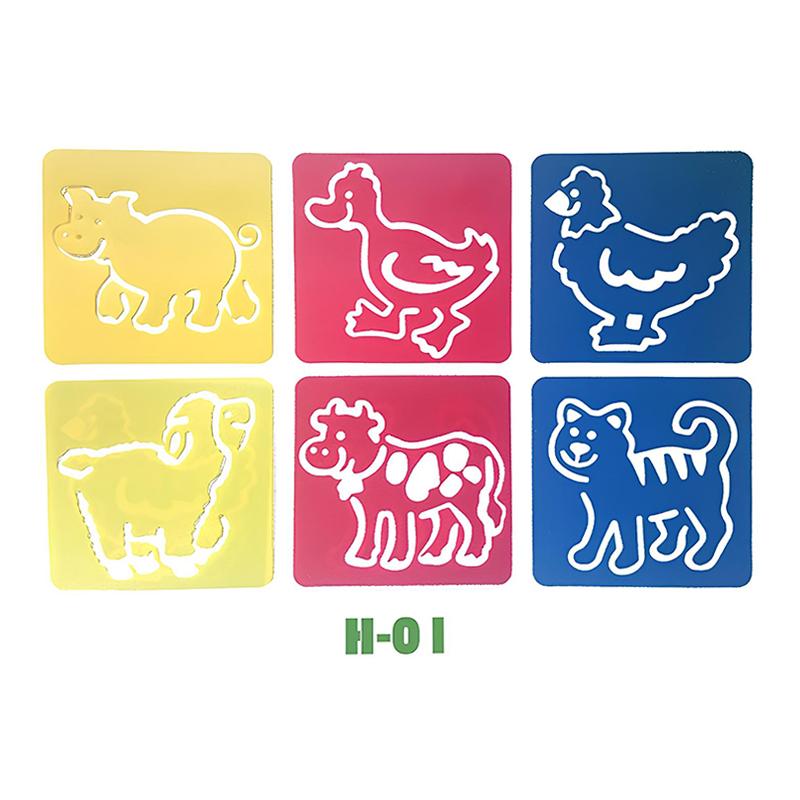 6PCS Hollow Out Painting Template Washable Reusable Plastic Graffiti Ruler DIY Paint Tool Creative Craft Drawing Accessories ZYF