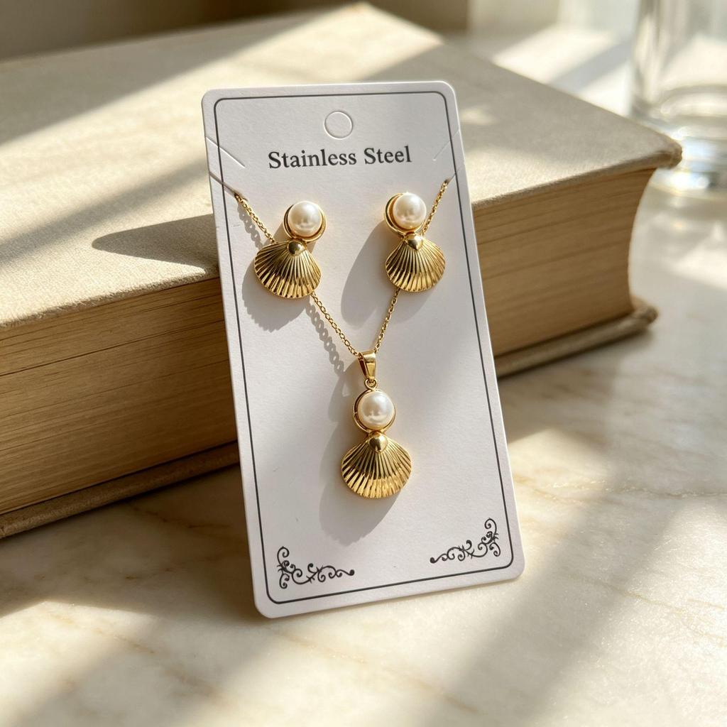 European & American Pearl Earring and Necklace Set - Simple, Fashionable Collarbone Design