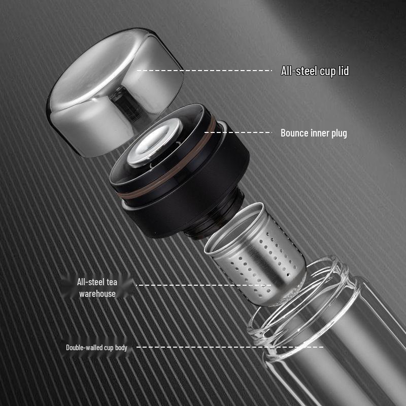 Op maat gemaakte Dubbelwandige Glazen Thee Thermosfles met Logo & Waterafscheidingsfunctie